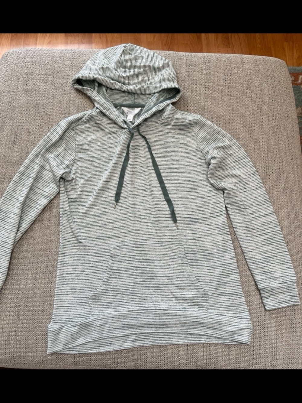 Market & Spruce Striped Light Gray Hooded Pullover